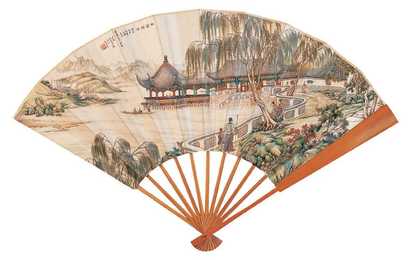 白宗魏 1926年作 水阁联唫 成扇